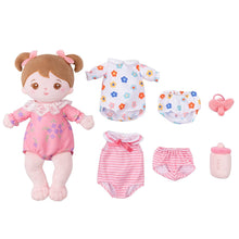 Load image into Gallery viewer, Personalizedoll Personalized Plush Lite Baby Girl Doll (Interchangeable Clothes) Ponytail Girl / Dress-up set