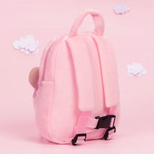 Load image into Gallery viewer, OUOZZZ Personalized Blue Eyes Pink Plush Baby Girl Backpack