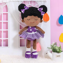 Load image into Gallery viewer, OUOZZZ Personalized Deep Skin Tone Purple Doll and Backpack Gift Set Purple + Backpack