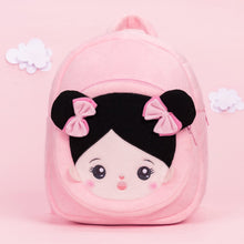 Load image into Gallery viewer, OUOZZZ Personalized Black Hair Pink Plush Baby Girl Backpack