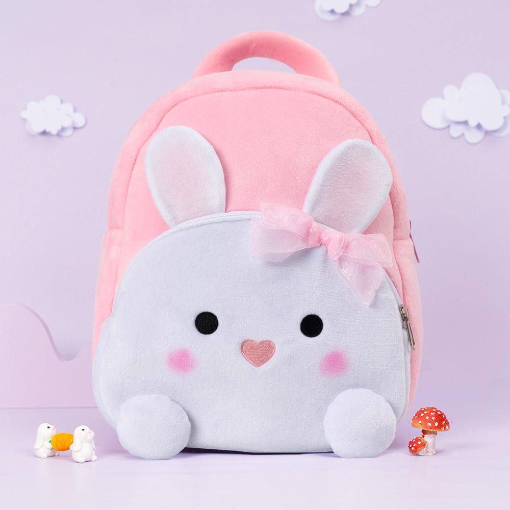 OUOZZZ Personalized Pink Rabbit Animal Plush Baby Backpack