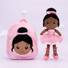 Load image into Gallery viewer, OUOZZZ Personalized Deep Skin Tone Plush Pink Ballet Doll Ballerina+Backpack