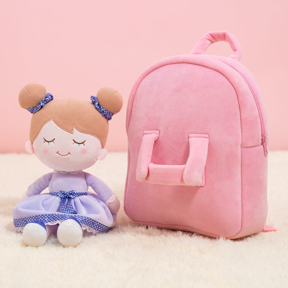 OUOZZZ Personalized Light Purple Doll With Bag B