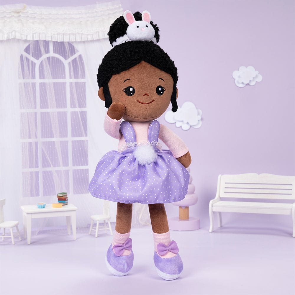 OUOZZZ Personalized Deep Skin Tone Plush Purple Bunny Doll
