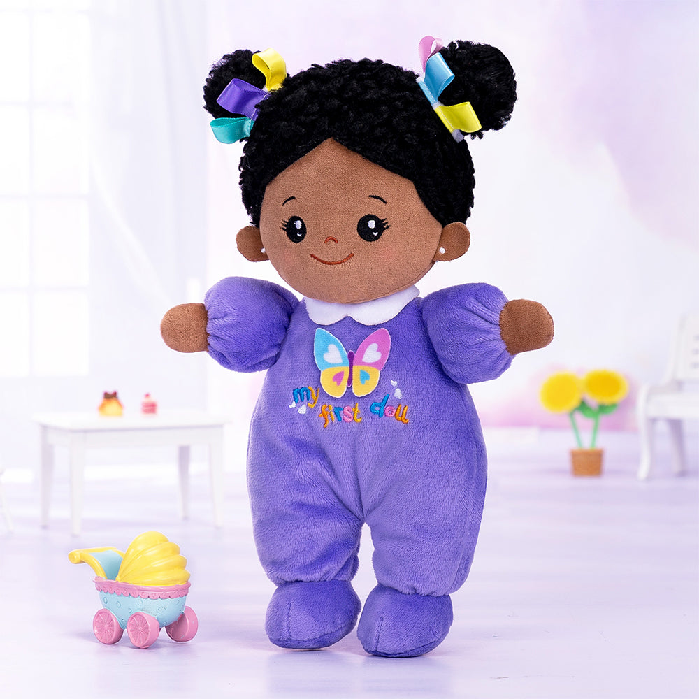 Personalized Purple Deep Skin Tone Mini Plush Baby Doll