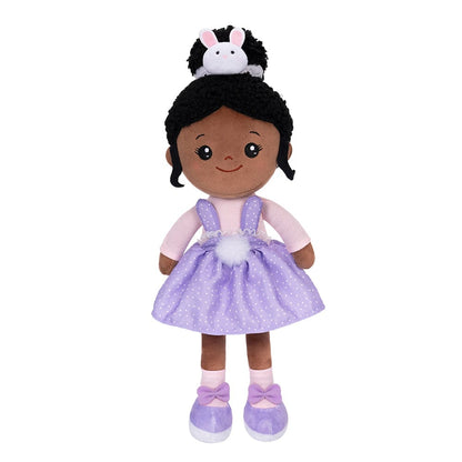 OUOZZZ Personalized Deep Skin Tone Plush Purple Bunny Doll