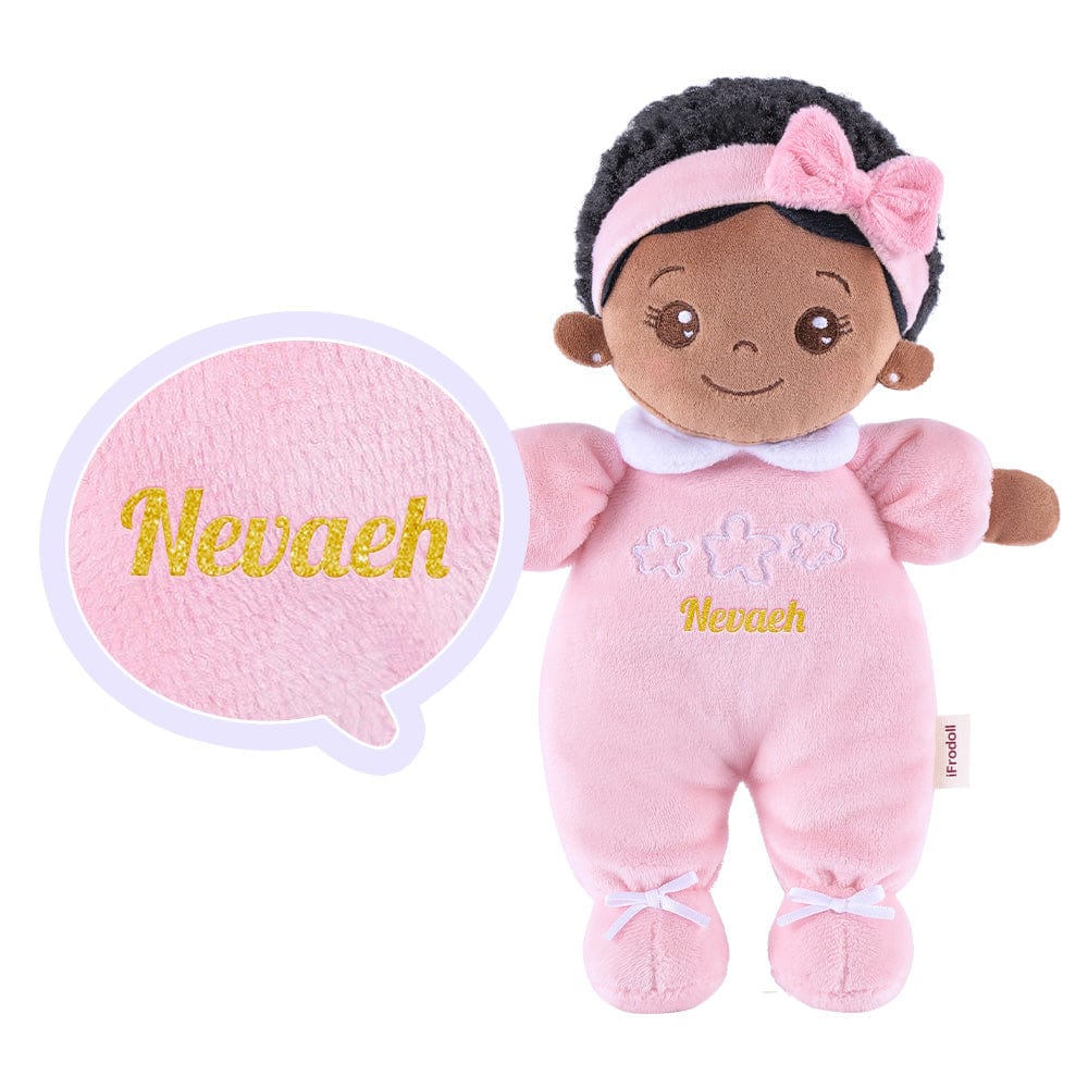 OUOZZZ Personalized Mini Plush Baby Girl Doll & Gift Set Deep Skin Tone / Only Doll