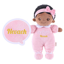 Load image into Gallery viewer, OUOZZZ Personalized Mini Plush Baby Girl Doll &amp; Gift Set Deep Skin Tone / Only Doll