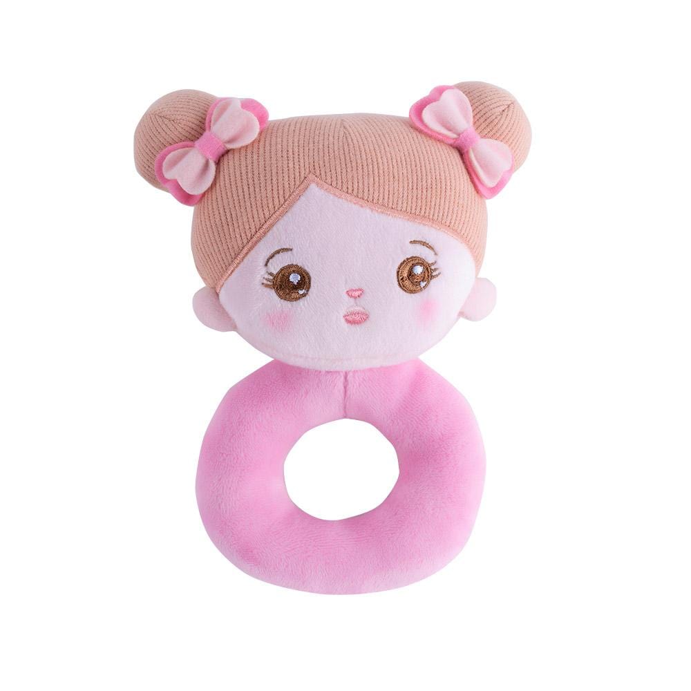 OUOZZZ Soft Baby Rattle Toys Plush Abby Doll Stuffed Hand Rattles Squeaker Sticks for 0 3 6 9 Month Toddlers Girls Rattle A