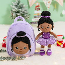 Load image into Gallery viewer, OUOZZZ Personalized Deep Skin Tone Plush Doll N - Purple Doll + Backpack