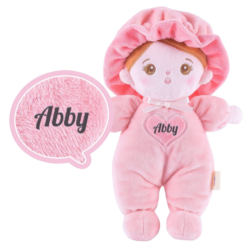 OUOZZZ Personalized Mini Plush Baby Girl Doll & Gift Set Pink / Only Doll