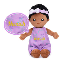 Load image into Gallery viewer, OUOZZZ Personalized Sitting Position Dress up Deep Skin Tone Plush Lite Baby Girl Doll