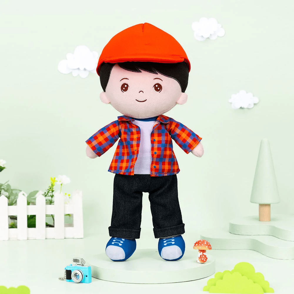 OUOZZZ Personalized Baby Doll + Backpack Combo Gift Set Black Hair Boy Doll / Only Doll