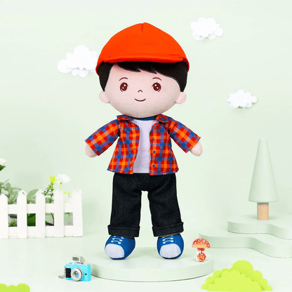 OUOZZZ Personalized Baby Doll + Backpack Combo Gift Set Black Hair Boy Doll / Only Doll