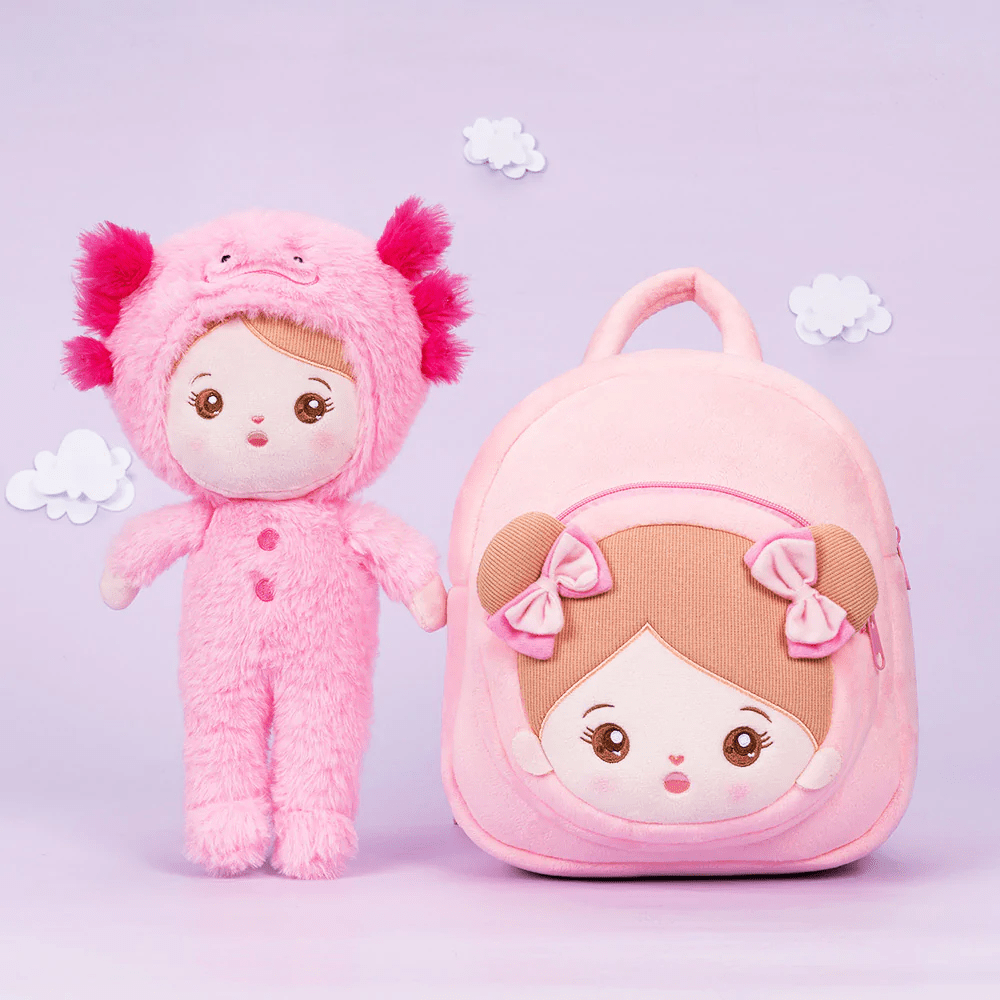 OUOZZZ Animal Series - Personalized Doll and Backpack Bundle 🌸Newt Girl Doll + Backpack