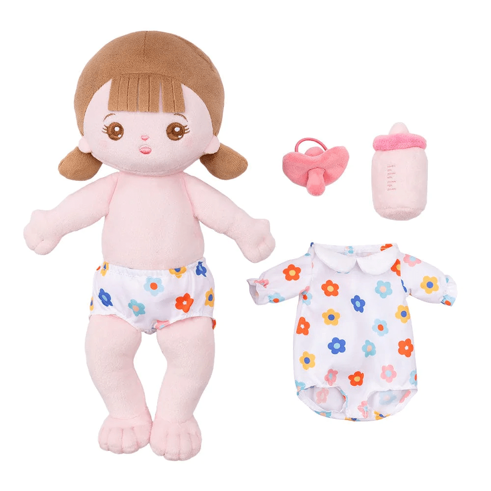 Personalizedoll Personalized Plush Lite Baby Girl Doll (Interchangeable Clothes) Braid Girl / Only Doll