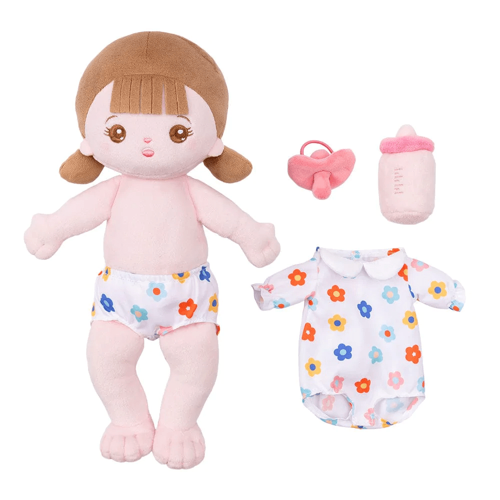 Personalizedoll Interchangeable Clothes 13 Inch Plush Girl Doll Braid Girl + 1 Set of Clothes