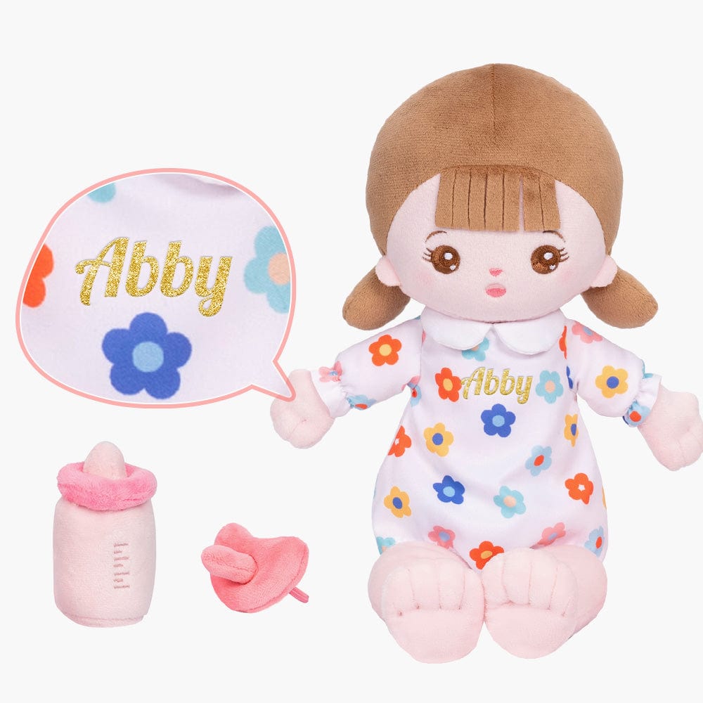 OUOZZZ Personalized Plush Doll Gift Set For Kids White Sitting Position Girl / 13 Inch
