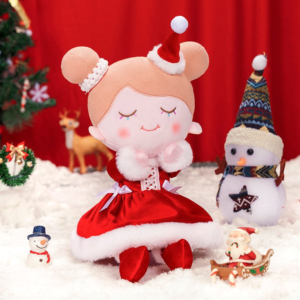 OUOZZZ Personalized Red Christmas Plush Baby Girl Doll