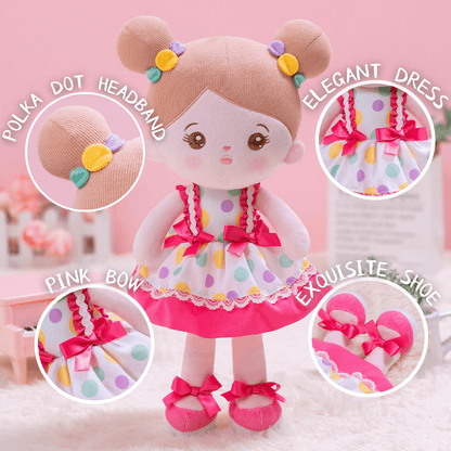 OUOZZZ Personalized Pink Polka Dot Skirt Plush Rag Baby Doll Only Doll