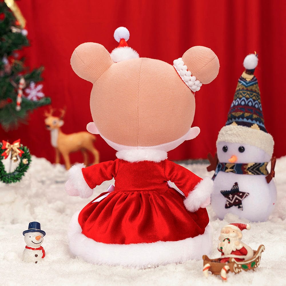 OUOZZZ Personalized Red Christmas Plush Baby Girl Doll