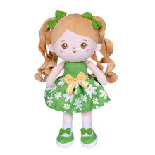 Load image into Gallery viewer, Personalized Green Floral Dress With Braid Plush Baby Girl Doll