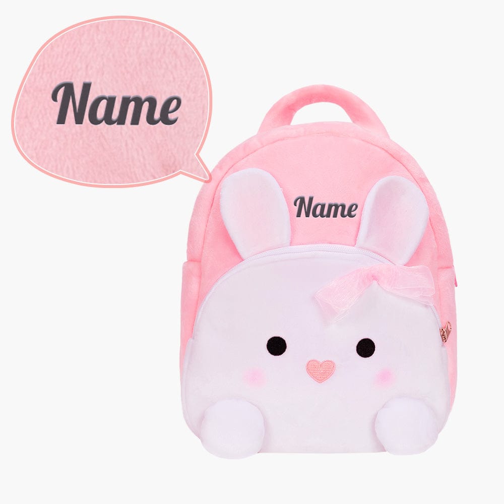 OUOZZZ Personalized Pink Rabbit Animal Plush Baby Backpack