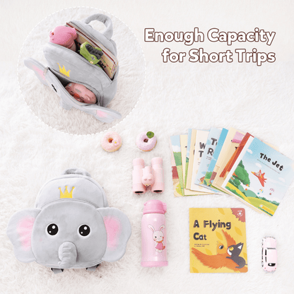 OUOZZZ Personalized Gray Elephant Plush Backpack