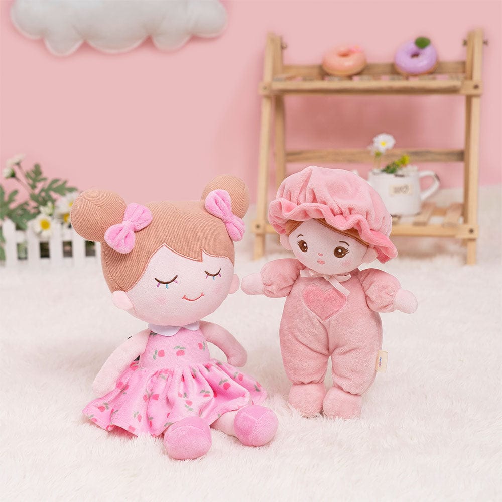 OUOZZZ Personalized Mini Plush Rag Baby Doll Pink Mini & I-Pink