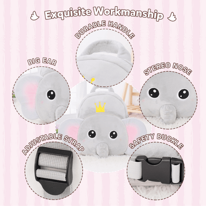 OUOZZZ Personalized Gray Elephant Plush Backpack