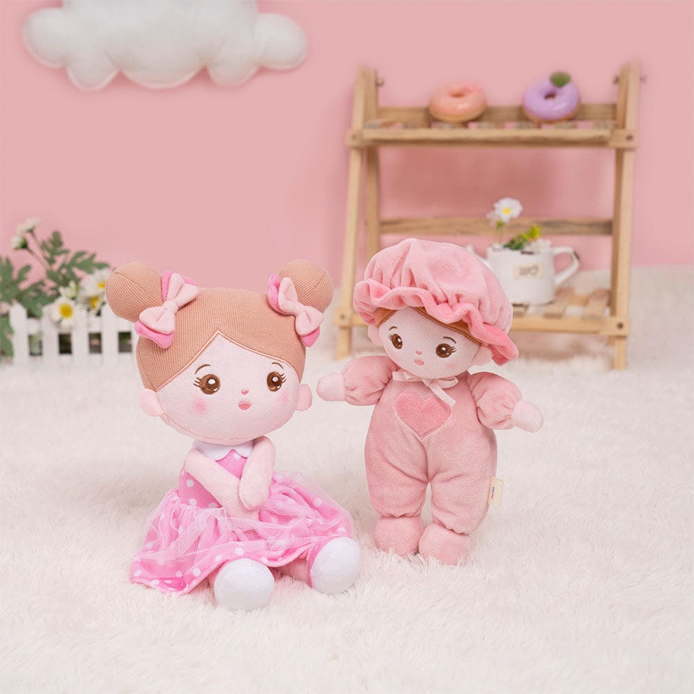 OUOZZZ Personalized Mini Plush Rag Baby Doll Pink Mini & A-Pink