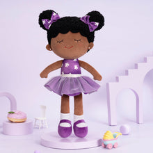 Load image into Gallery viewer, OUOZZZ Personalized Purple Deep Skin Tone Plush Dora Doll