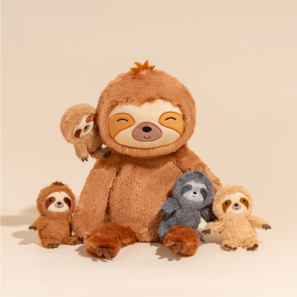 Sloth Family with 4 Babies Plush Playset Animals Stuffed Gift Set
