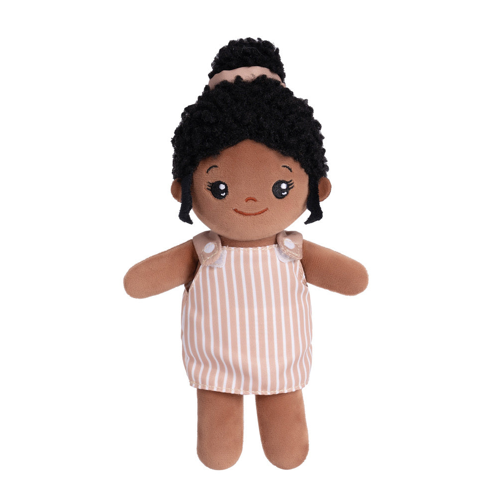 Multi-Ethnic 8'' Plush Dolls Sound Toy Gift | Set Of 5 Dolls + 1 Cloth Basket