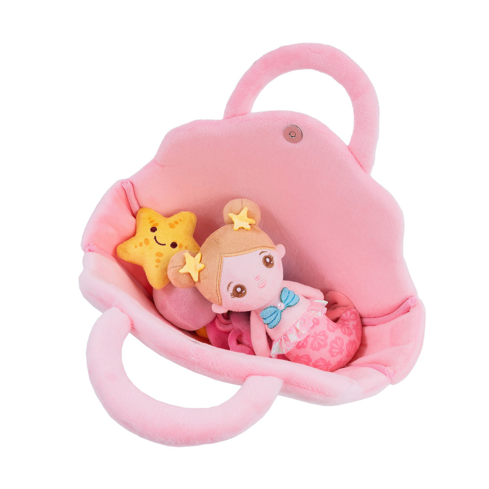 Personalized Baby's First Mermaid Shell Bag Sensory Toy Plush Playset