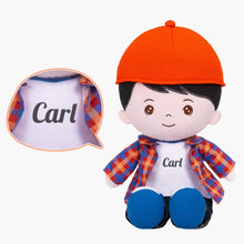 Load image into Gallery viewer, OUOZZZ Personalized Plaid Jacket Plush Baby Boy Doll Plaid Jacket