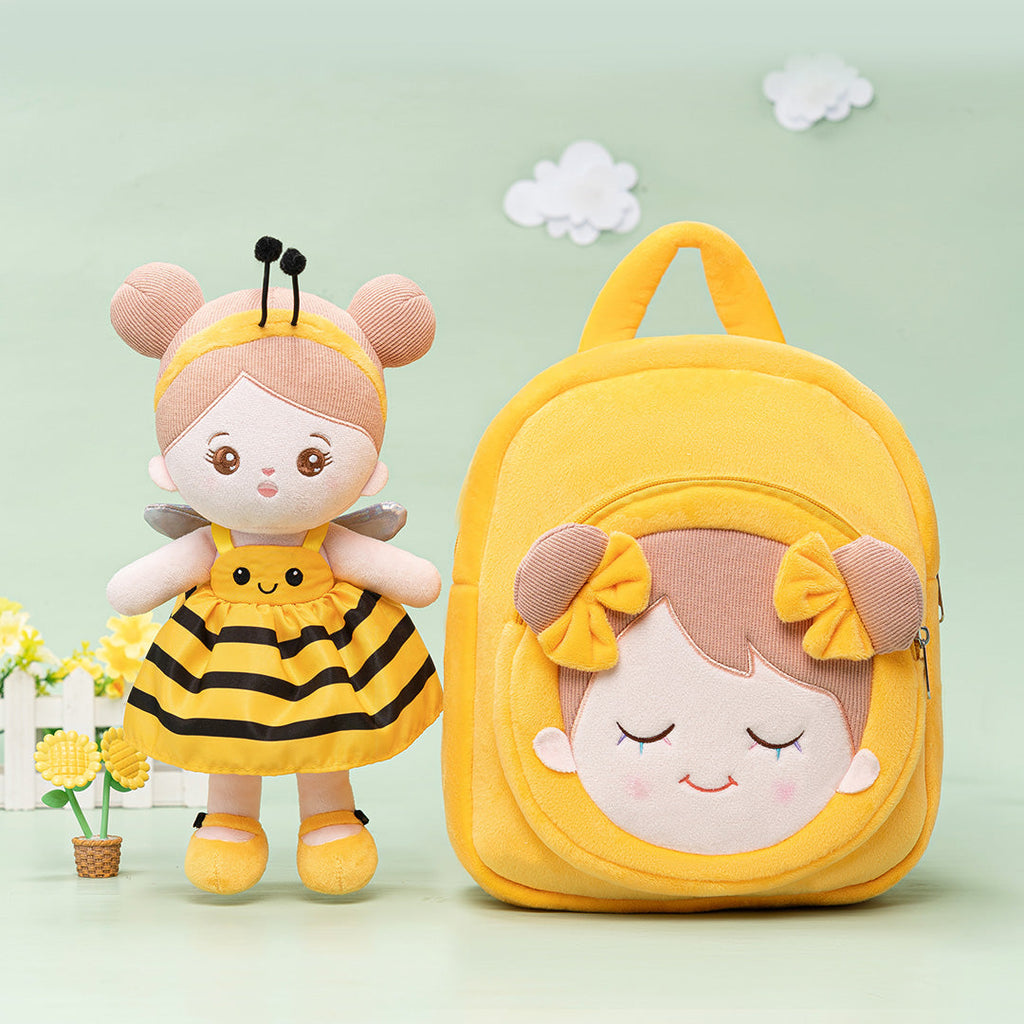 Personalized Yellow Bee Girl and Backpack