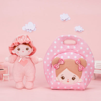 OUOZZZ Personalized Pink Large Lunch Bag + Plush Doll Lunch Bag