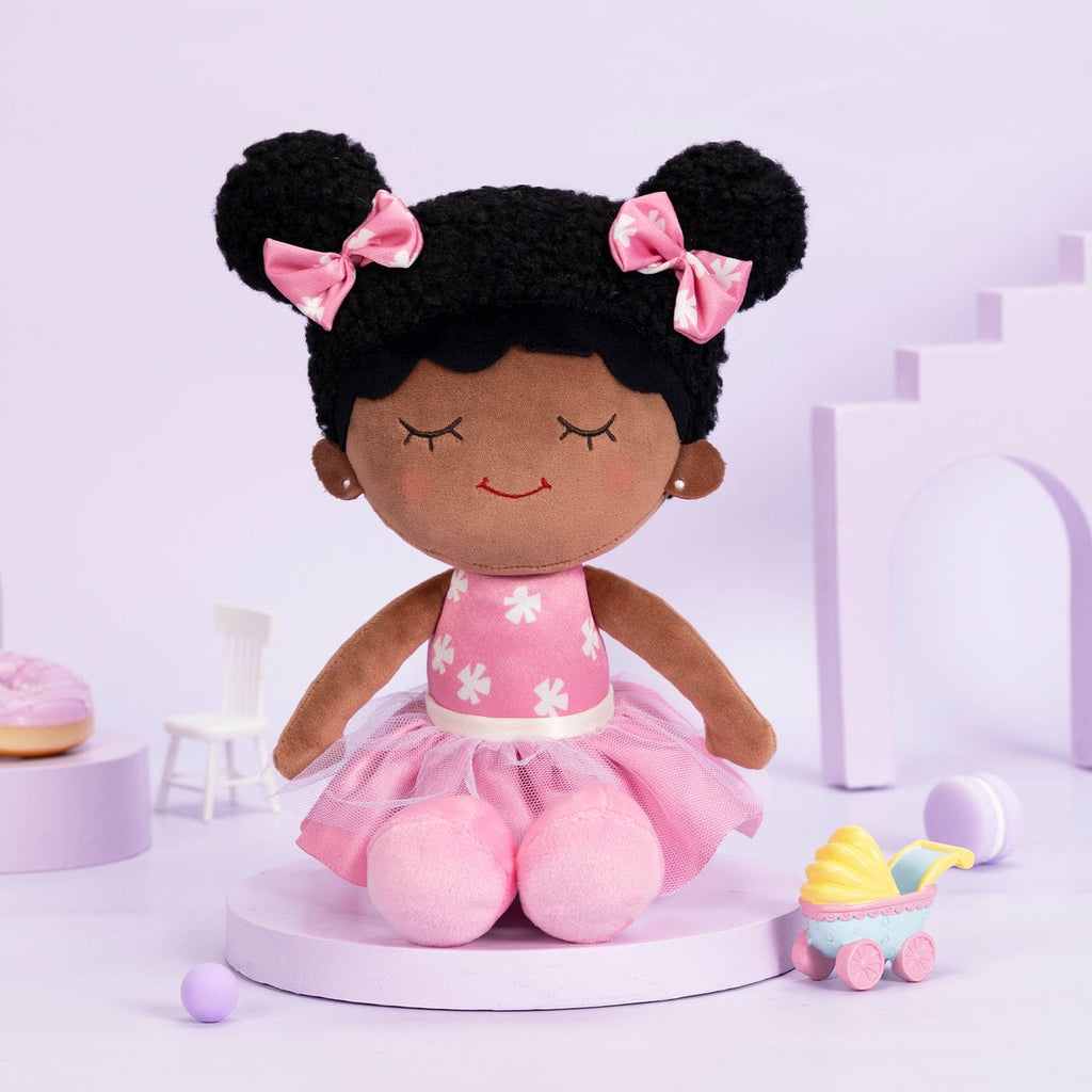 OUOZZZ Personalized Deep Skin Tone Plush Pink Dora Doll