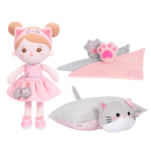 Load image into Gallery viewer, Personalized Pink Cat Plush Baby Girl Doll