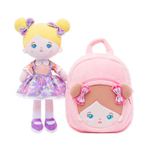Load image into Gallery viewer, Personalized Purple Floral Dress Girl Doll + Backpack