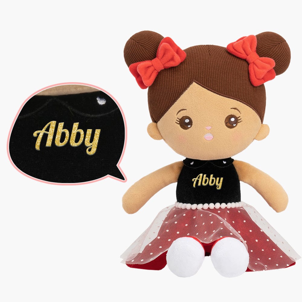 OUOZZZ Personalized Sweet Girl Plush Doll For Kids Abby Deep Skin