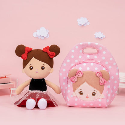 OUOZZZ Personalized Pink Large Lunch Bag + Plush Doll Lunch Bag