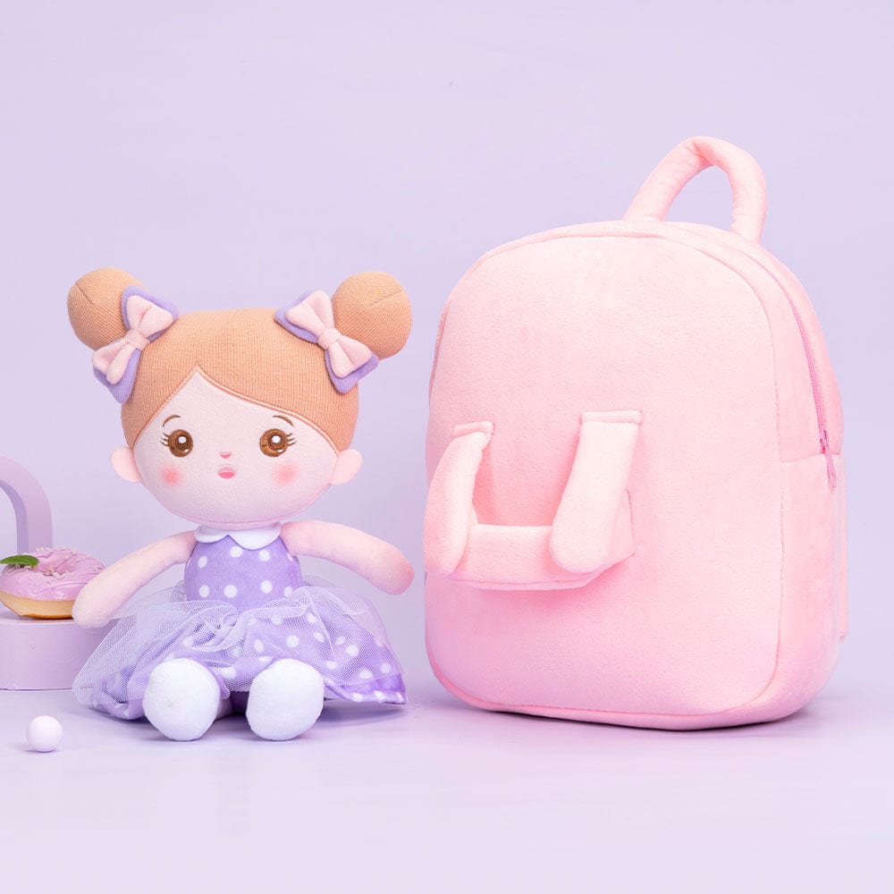 OUOZZZ Personalized Sweet Girl Purple Plush Doll With Bag🎒