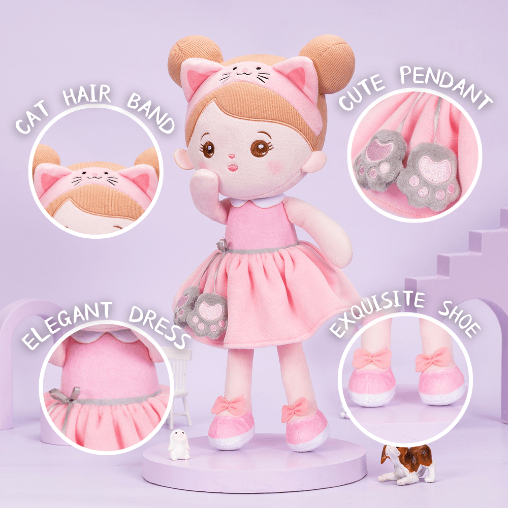 Personalized Pink Cat Plush Doll