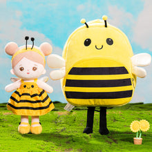 Load image into Gallery viewer, Personalized Yellow Bee Plush Baby Girl Doll + Bee Backpack