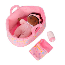 Load image into Gallery viewer, Personalizedoll Personalized  Pink Mini Deep Skin Tone Plush Baby Girl Doll &amp; Gift Set Gift Set🎁