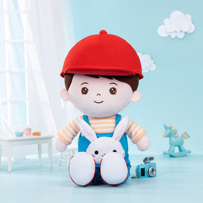 OUOZZZ Personalized Rabbit Overalls Plush Baby Boy Doll