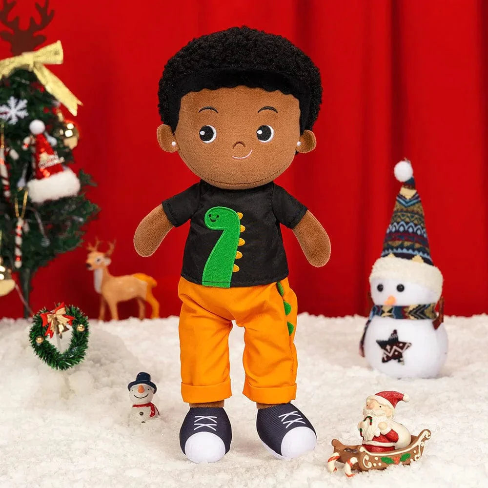 OUOZZZ Personalized Baby Doll + Backpack Combo Gift Set Deep Skin Dinosaur Boy Doll / Only Doll