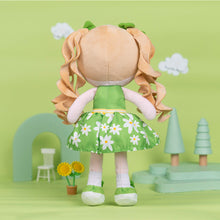 Load image into Gallery viewer, Personalized Green Floral Dress With Braid Plush Baby Girl Doll